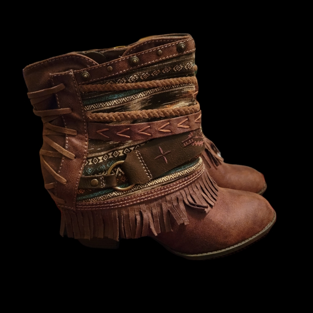 Brown Jellypop Boho Ankle Boots Booties